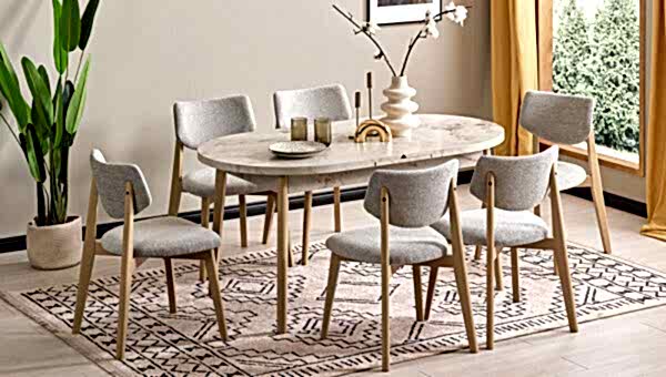 90*156 Kaşıklıklı Kelebek Masa Takımı - 